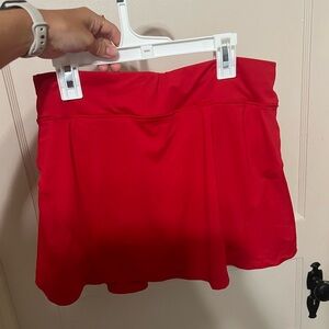red athletic tennis skirt